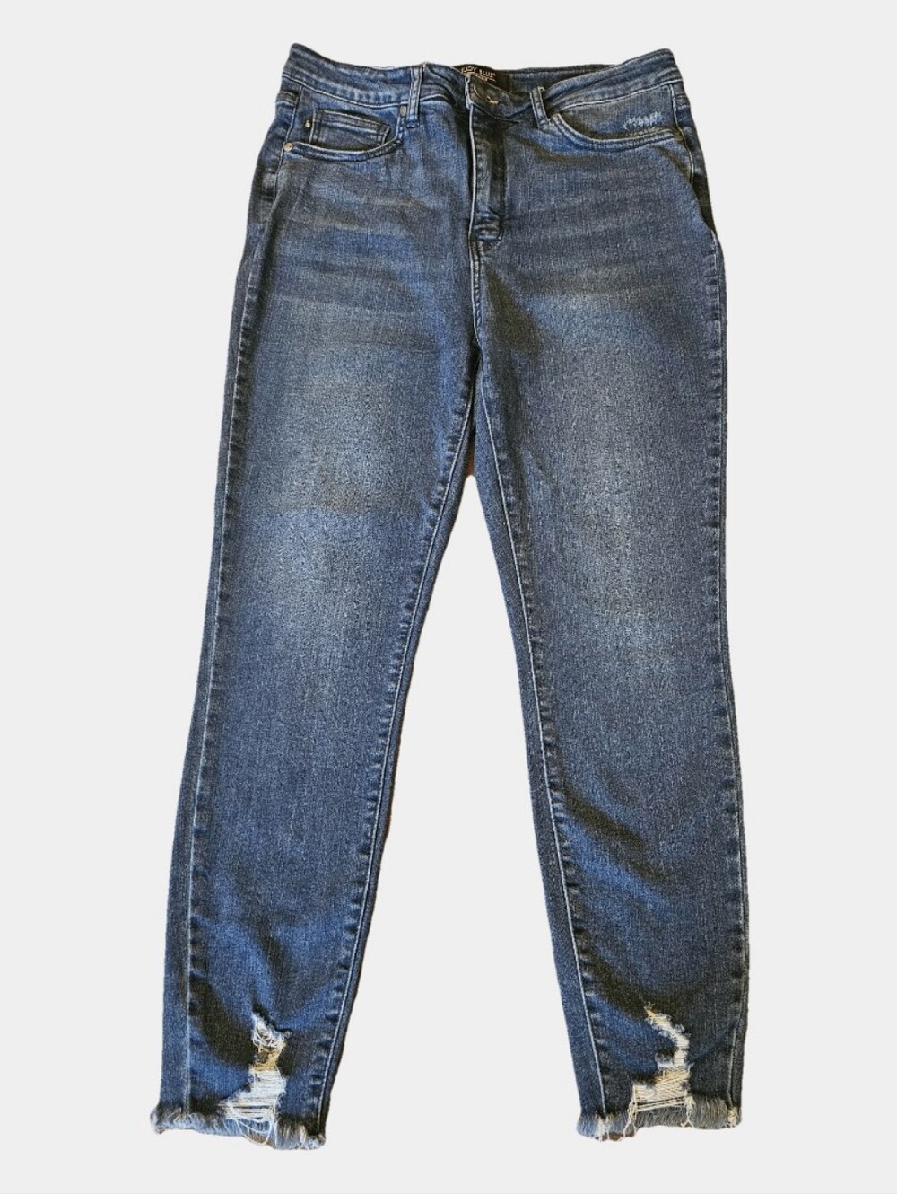 Judy Blue Dark Wash Raw Hem Skinny Fit Jeans Size 13/31